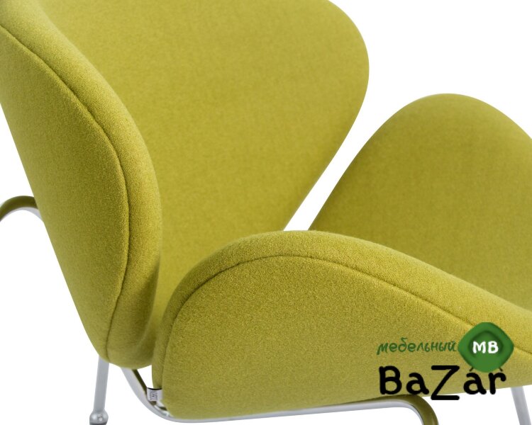 Кресло дизайнерское EMILY (светло-зеленая ткань AF3, хромированная сталь)